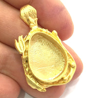Gold Plated Brass Mountings ,  Blanks   (20x15mm drop blank) G5834