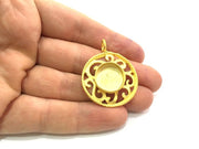 10 pcs Gold Plated Brass Mountings ,  Blanks   (16mm blank) G5837