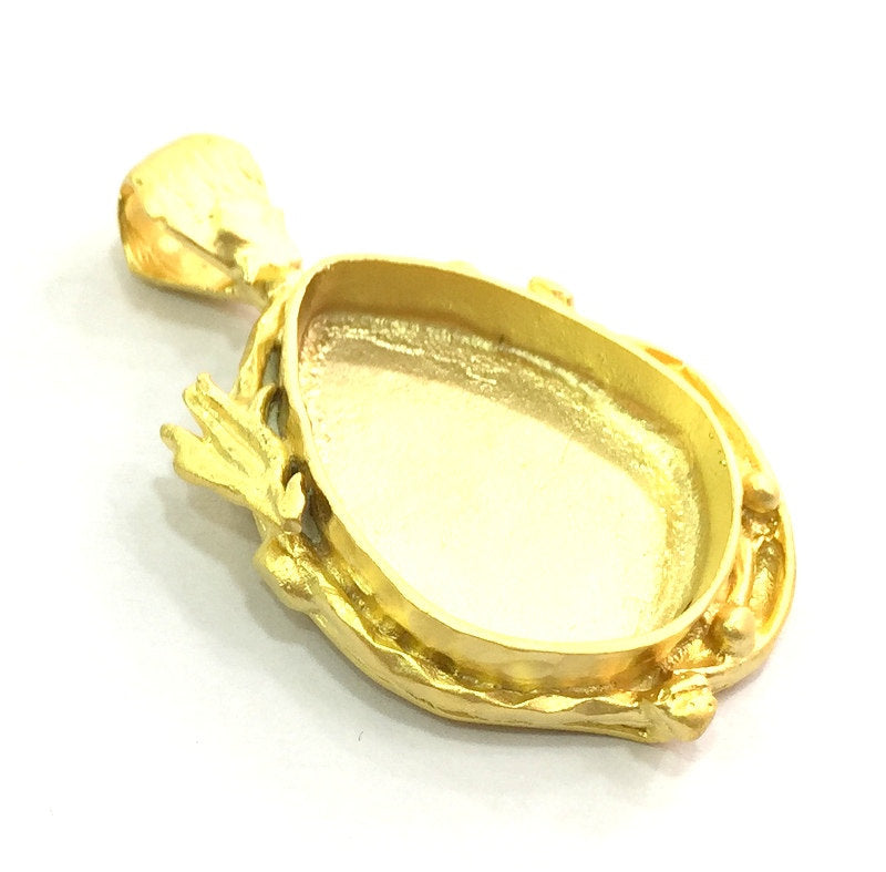 Gold Plated Brass Mountings ,  Blanks   (25x18mm drop blank) G5841