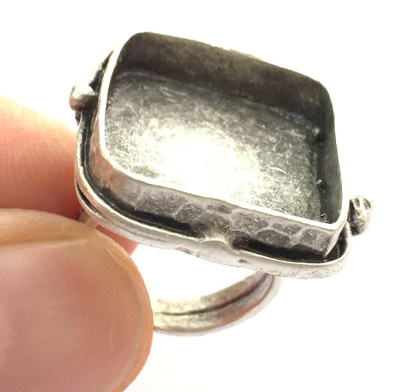 Adjustable Ring Blank, (20mm blank ) Antique Silver Plated Brass G9448