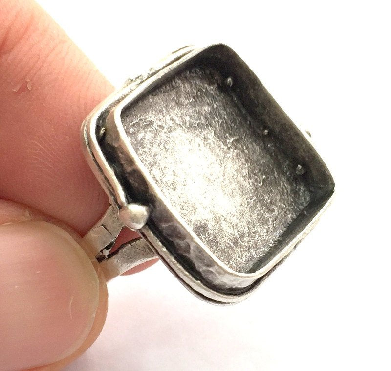 Adjustable Ring Blank, (20mm blank ) Antique Silver Plated Brass G9448