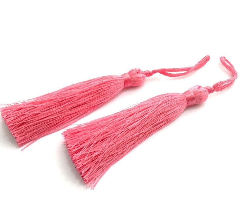 2 pcs (78 mm - 3 inches)  Cherry Pink Tassel ,   G5863