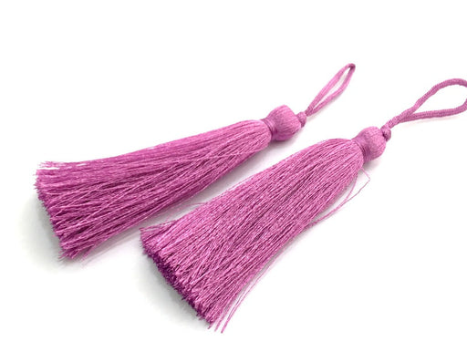 2 pcs (78 mm - 3 inches)  Orchid Pink Tassel ,   G5862
