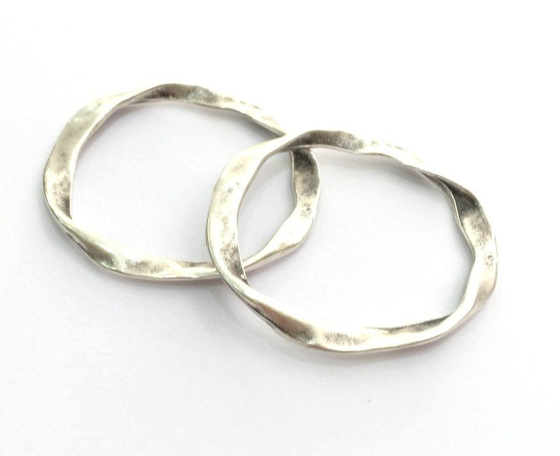 2 Pcs (52x44 mm) Antique Silver Plated  Large Round  Connector ,Findings G9778