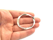 2  Silver Circle Pendant Antique Silver Plated Large Connector ,Findings 2 Pcs (52x44 mm) G9778