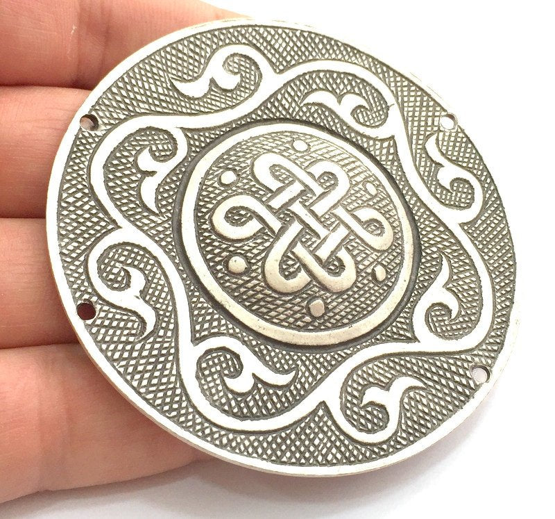 Antique Silver Large Pendants (70mm) Antique Silver Plated Metal  G5869