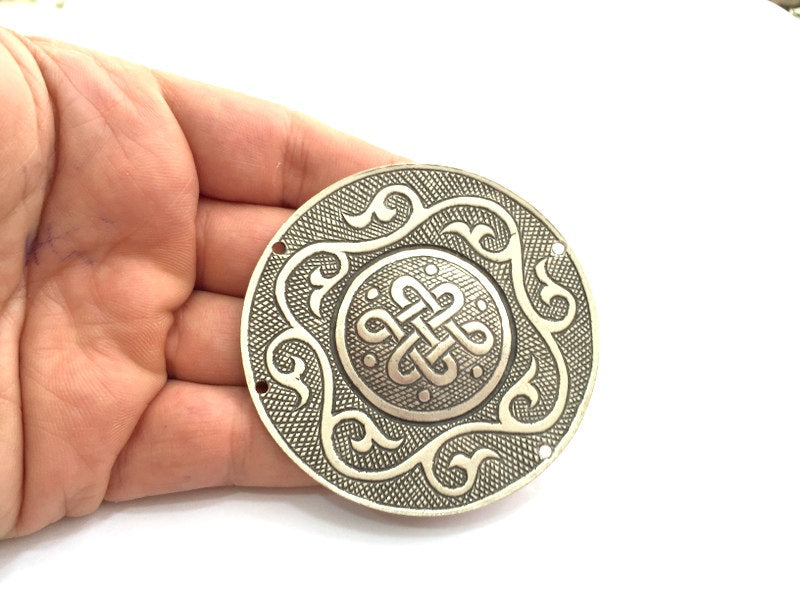 Antique Silver Large Pendants (70mm) Antique Silver Plated Metal  G5869