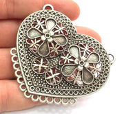 Antique Silver Large Pendants (62x56mm) Antique Silver Plated Metal  G5872