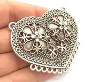 Antique Silver Large Pendants (62x56mm) Antique Silver Plated Metal  G5872