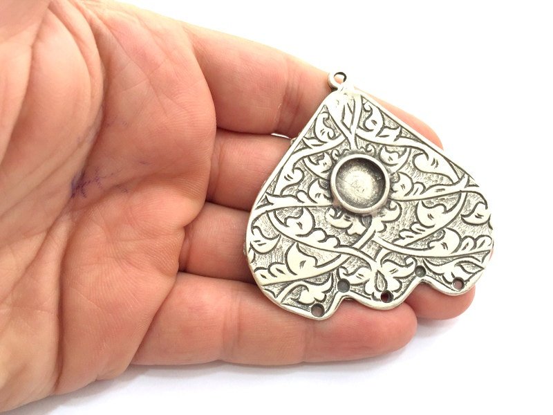 Antique Silver Plated Blank Pendant , Mountings  (65x63mm Blank)  G5874