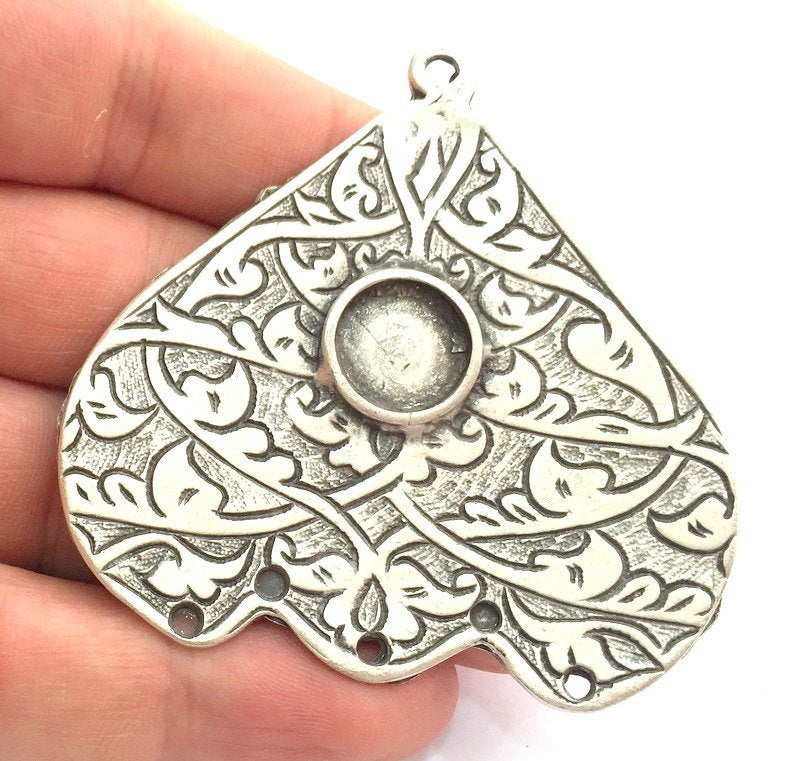 Antique Silver Plated Blank Pendant , Mountings  (65x63mm Blank)  G5874