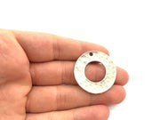 2 Antique Silver Round Pendants 2 Pcs (35mm) Antique Silver Plated Metal  G9779