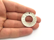 2 Antique Silver Round Pendants 2 Pcs (35mm) Antique Silver Plated Metal  G9779