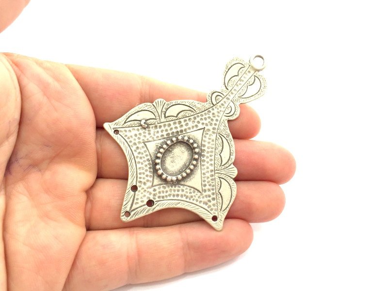 Antique Silver Plated Blank Pendant , Mountings  (14x10mm Blank)  G5877