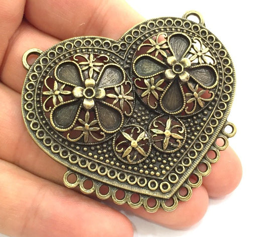 Large Heart Pendant Antique Bronze Pendant (62x56 mm)    G9815