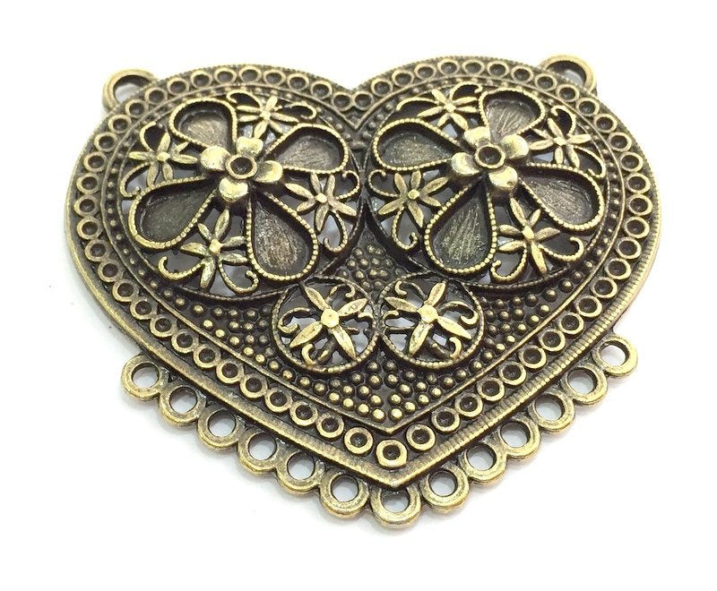 Large Heart Pendant Antique Bronze Pendant (62x56 mm)    G9815