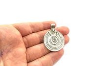 Antique Silver Pendants (44x34mm) Antique Silver Plated Metal  G5884