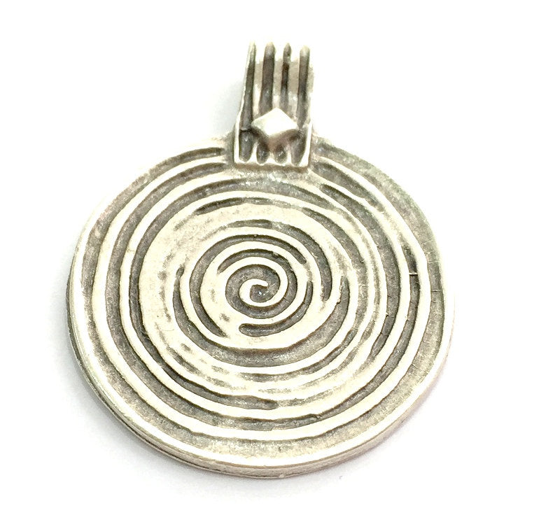 Antique Silver Pendants (44x34mm) Antique Silver Plated Metal  G5884