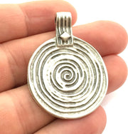 Antique Silver Pendants (44x34mm) Antique Silver Plated Metal  G5884