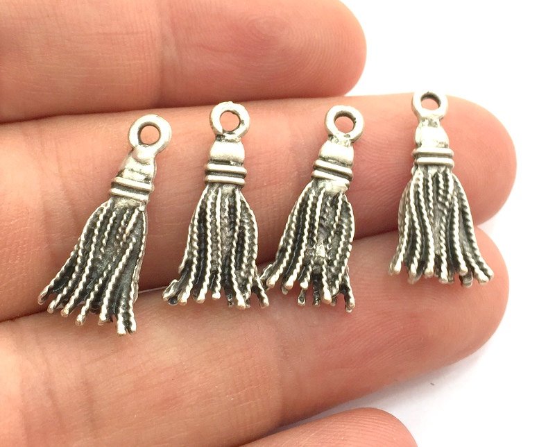 4 Silver Charm Antique Silver Plated Charms (23x12mm)  G5886