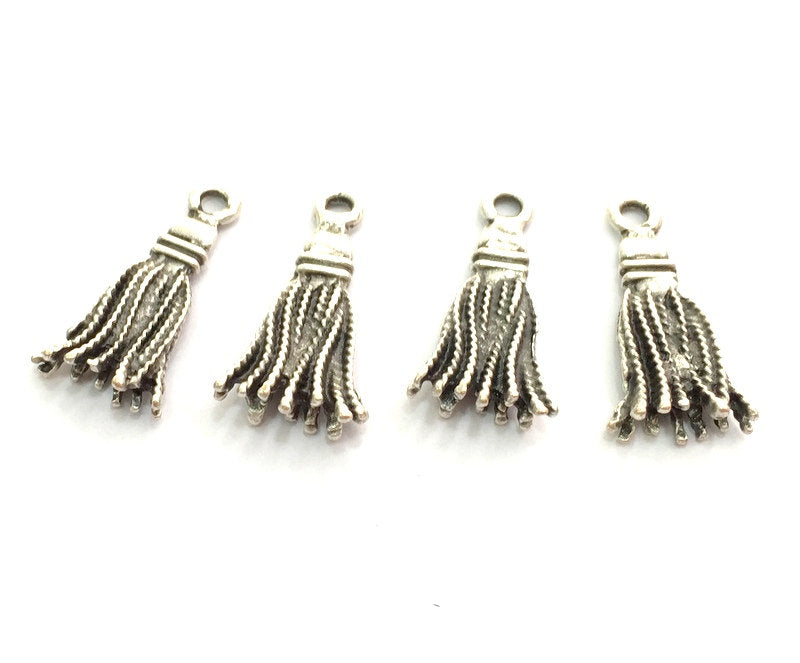 4 Silver Charm Antique Silver Plated Charms (23x12mm)  G5886