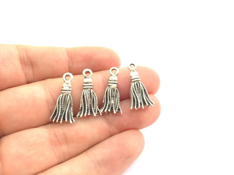 4 Silver Charm Antique Silver Plated Charms (23x12mm)  G5886