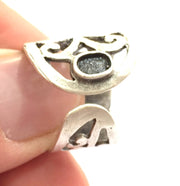 Adjustable Ring Blank, (5x3mm blank ) Antique Silver Plated Brass G5888