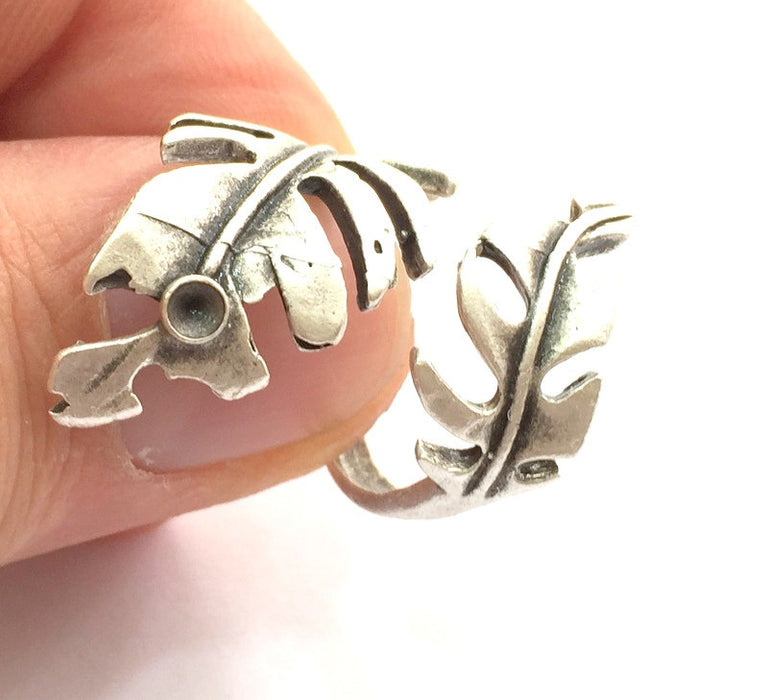 Adjustable Ring Blank, (3mm blank ) Antique Silver Plated Brass G8287