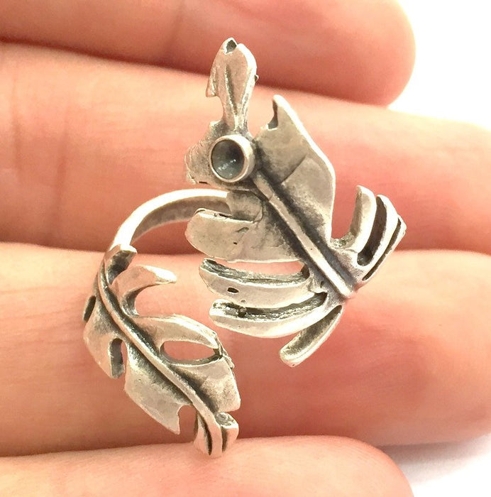Adjustable Ring Blank, (3mm blank ) Antique Silver Plated Brass G8287