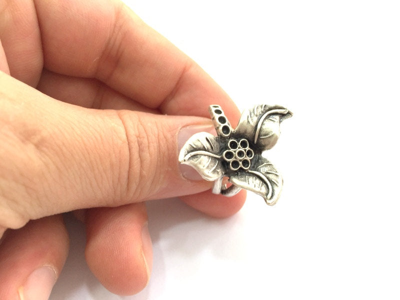 Adjustable Ring Blank, (3mm blank ) Antique Silver Plated Brass G5890