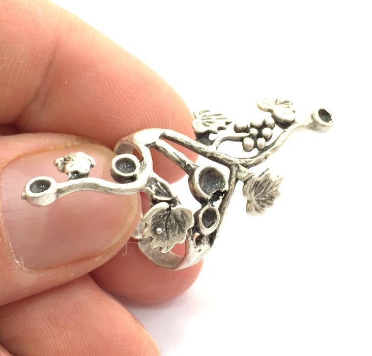 Adjustable Ring Blank, (4mm and 3mm blank ) Antique Silver Plated Brass G5896