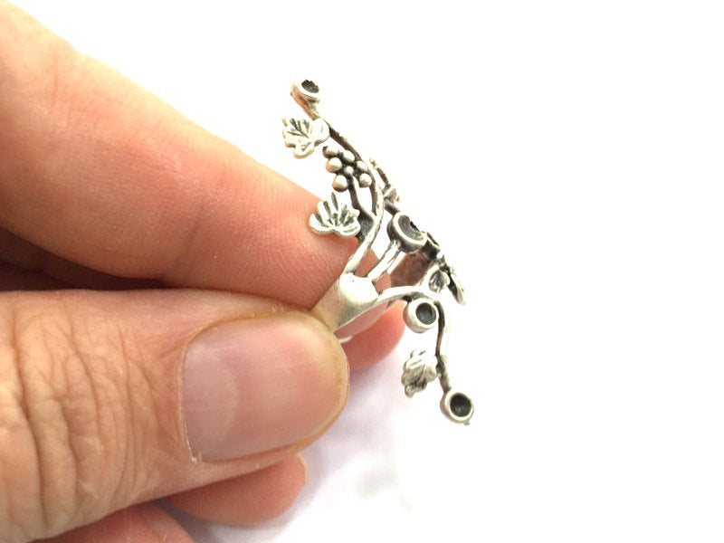 Adjustable Ring Blank, (4mm and 3mm blank ) Antique Silver Plated Brass G5896
