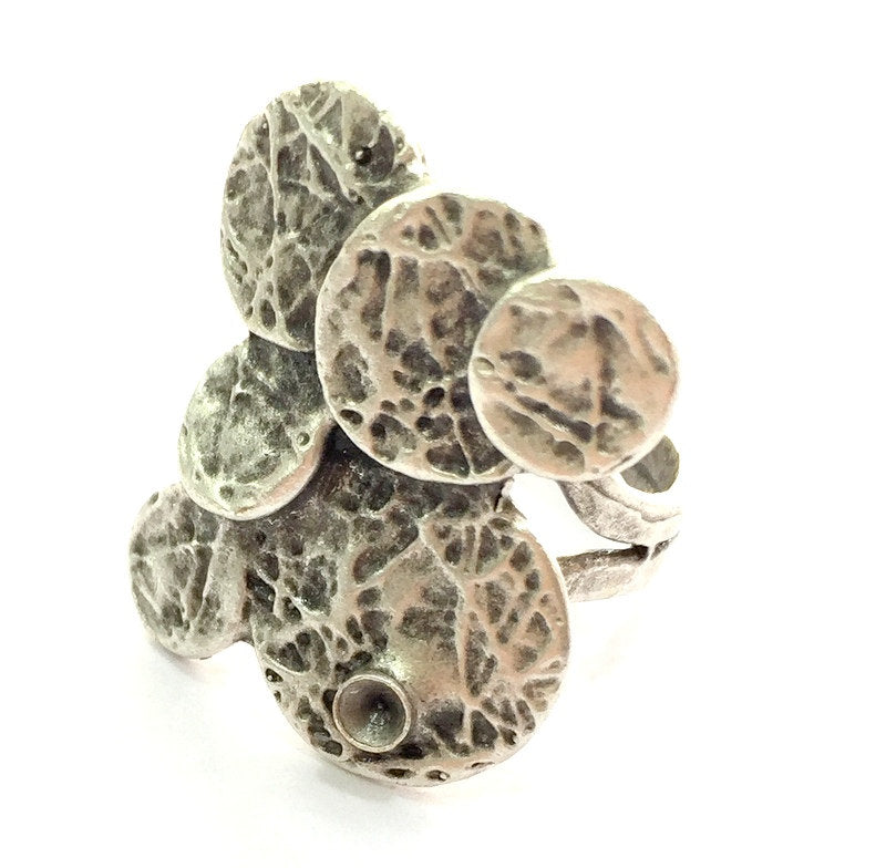 Adjustable Ring Blank, (3mm blank ) Antique Silver Plated Brass G9188