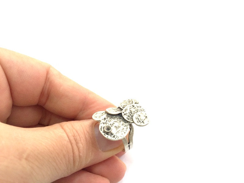 Adjustable Ring Blank, (3mm blank ) Antique Silver Plated Brass G9188