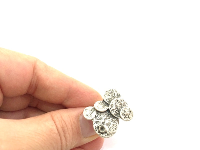 Adjustable Ring Blank, (3mm blank ) Antique Silver Plated Brass G9188