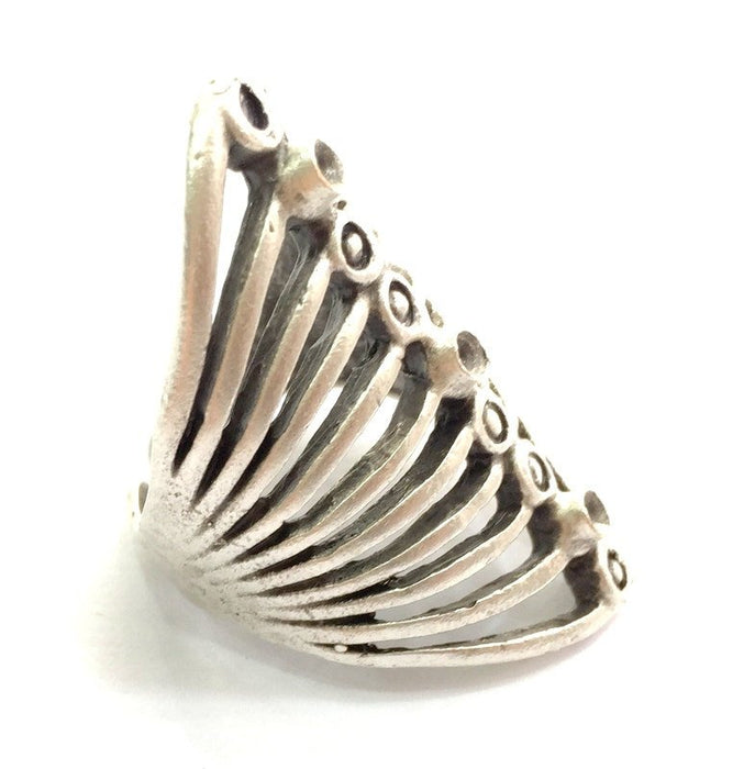 Adjustable Ring Blank, (3mm blank ) Antique Silver Plated Brass G5903