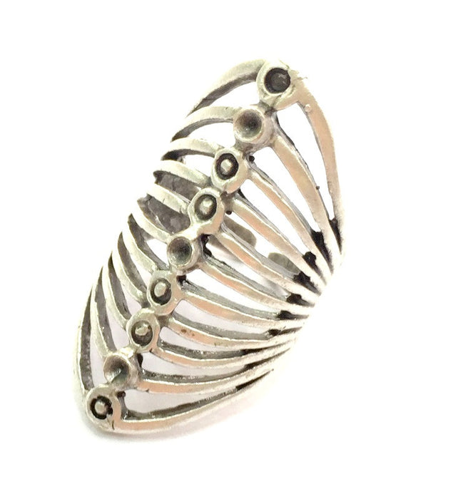 Adjustable Ring Blank, (3mm blank ) Antique Silver Plated Brass G5903