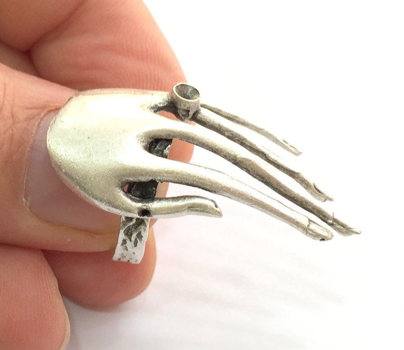 Adjustable Ring Blank, (3mm blank ) Antique Silver Plated Brass G5904