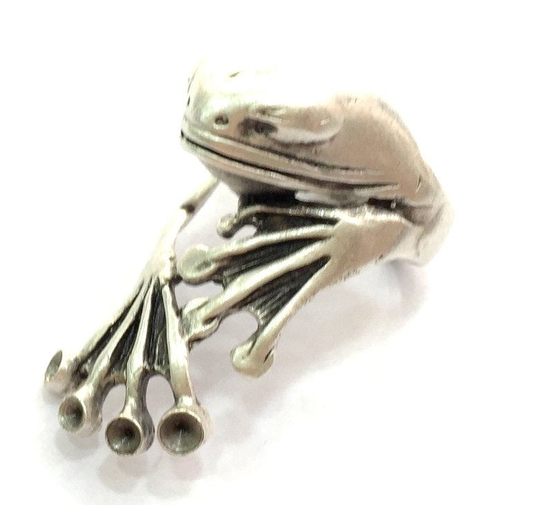 Adjustable Ring Blank, (3mm blank ) Antique Silver Plated Brass G5905