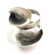 6 Pcs Adjustable Ring Blank, (5mm blank ) Antique Silver Plated Brass G9187