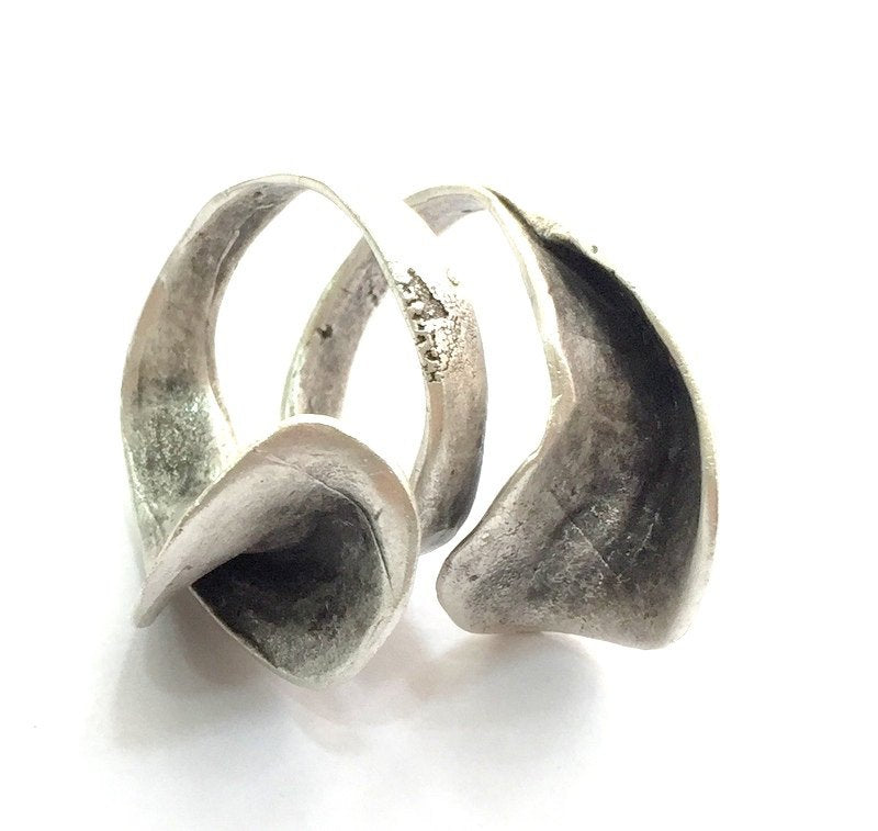 6 Pcs Adjustable Ring Blank, (5mm blank ) Antique Silver Plated Brass G9187