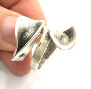 6 Pcs Adjustable Ring Blank, (5mm blank ) Antique Silver Plated Brass G9187