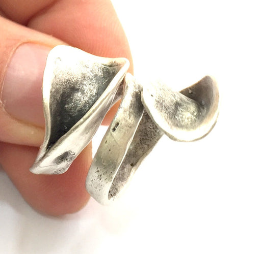 Adjustable Ring Blank, (5mm blank ) Antique Silver Plated Brass G9187