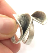 6 Pcs Adjustable Ring Blank, (5mm blank ) Antique Silver Plated Brass G9187