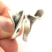 6 Pcs Adjustable Ring Blank, (5mm blank ) Antique Silver Plated Brass G9187