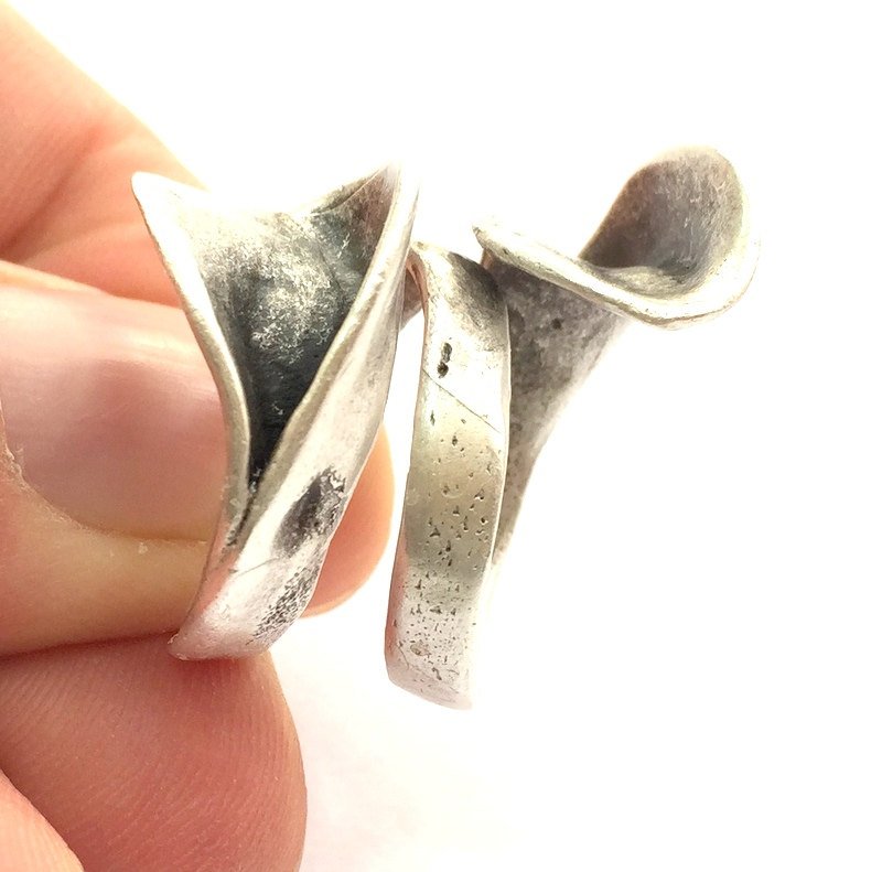 6 Pcs Adjustable Ring Blank, (5mm blank ) Antique Silver Plated Brass G9187