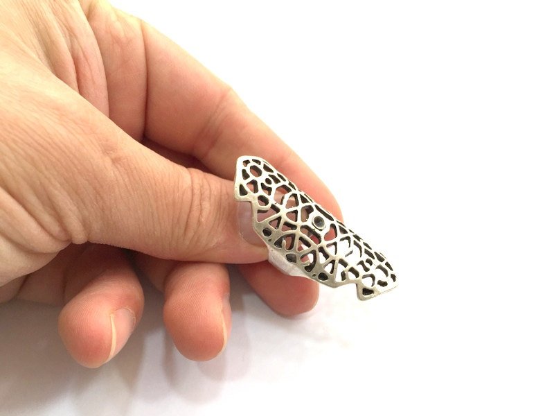 Adjustable Ring Blank, (4mm blank ) Antique Silver Plated Brass G5907
