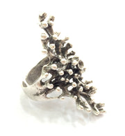 Adjustable Coral Ring Blank, (3mm blank ) Antique Silver Plated Brass G5909