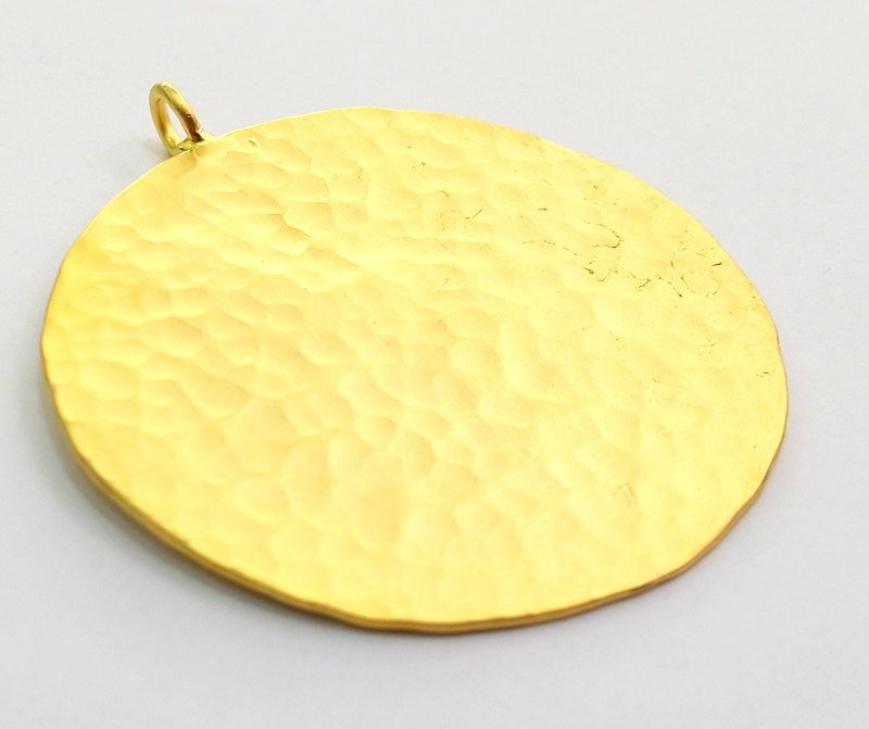 Hammered Round Pendant  (45mm)  Gold Plated Brass   G9220