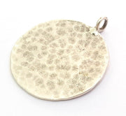 Hammered Round Pendant  (30mm)  Antique Silver Plated Brass   G9211